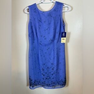 Hillard & Hanson Dress NWT Lined Sleeveless Blue Size 4 Floral Office‎